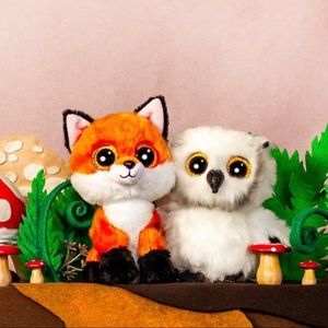 Ty Beanie Boos Meadow the Fox and Austin the Owl Forest Friends Fox and Owl MWMT